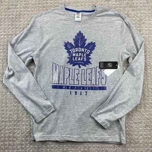 Toronto Maple LEAFS Shirt Men Medium M Gray Long Sleeve T-Shirt NHL Hockey New